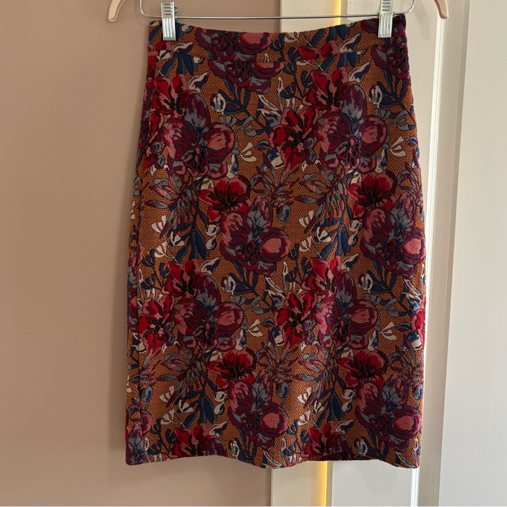Maeve Floral Pencil Skirt - Red and Blue